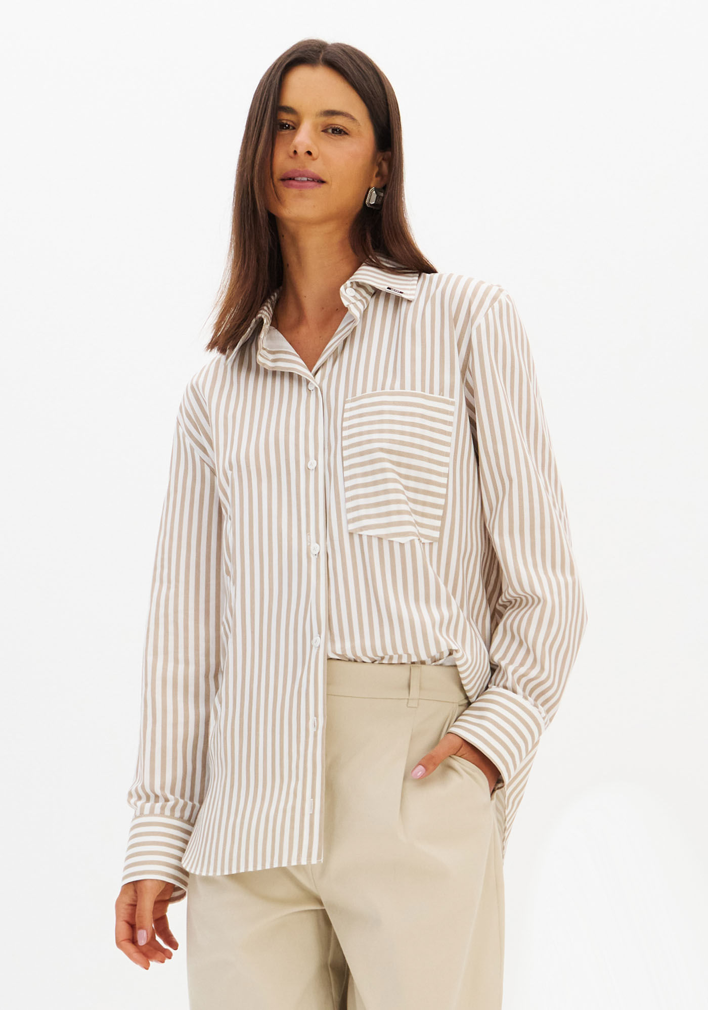 Camisa Alongada Estampada Manga Longa
