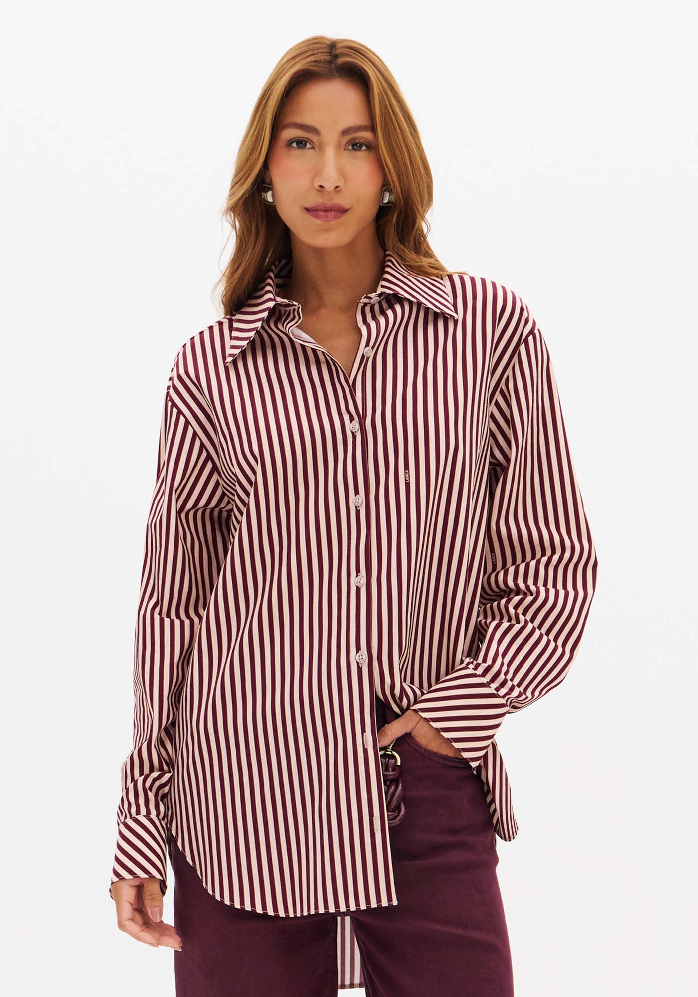 Camisa Manga Longa Ampla De Tricoline