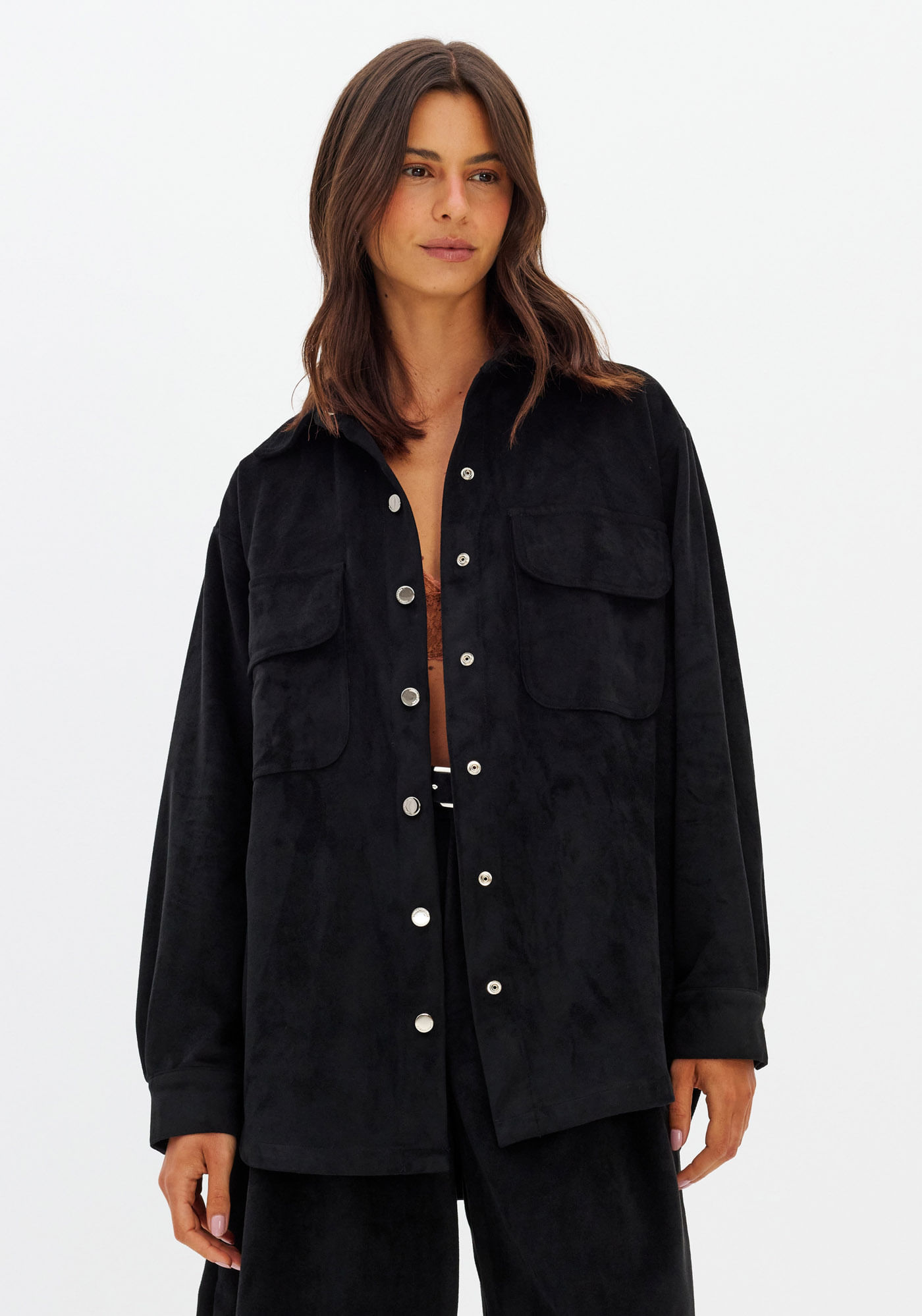 Camisa Oversized Em Camurça