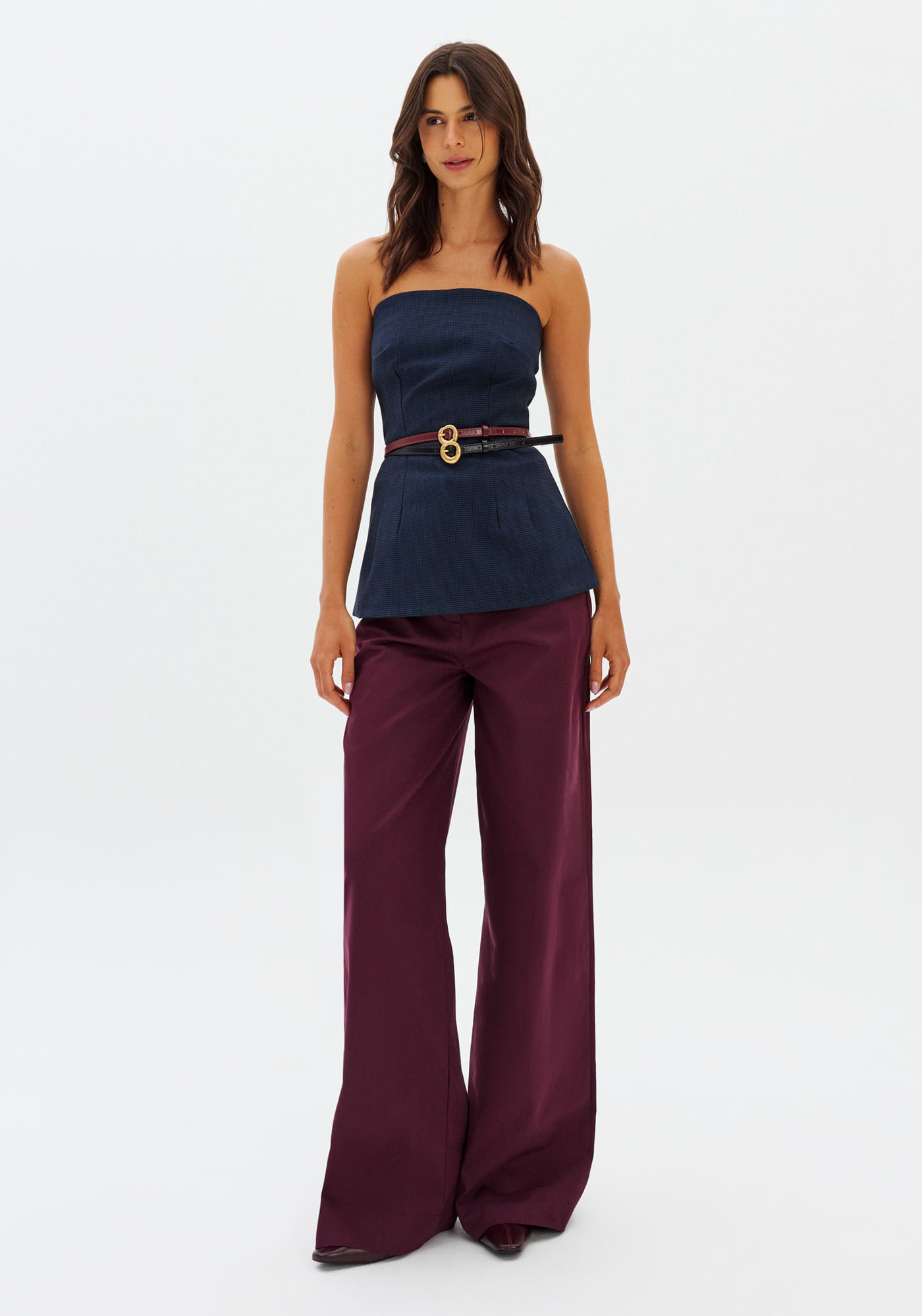 Calça Wide Leg De Cintura Alta