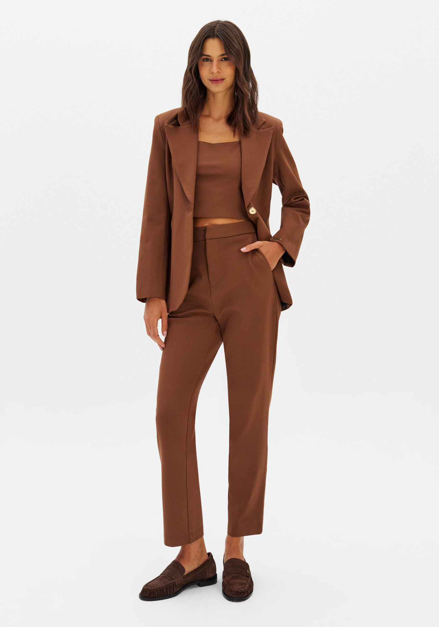 Calça Carrot Cintura Alta De Malha Pesada
