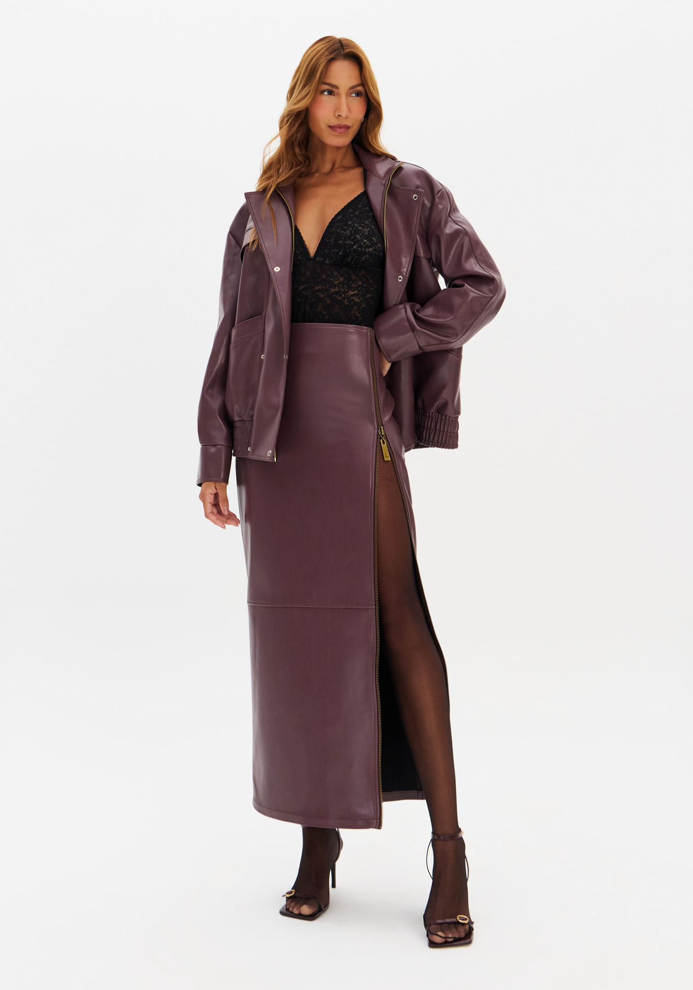 Saia Reta Super Midi Cintura Alta