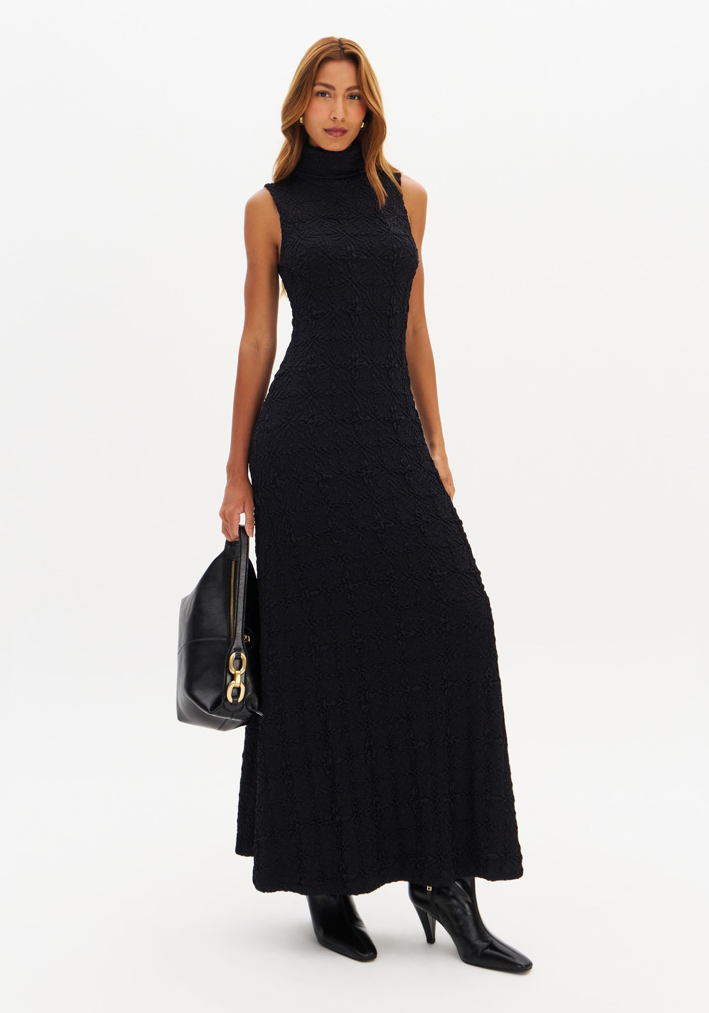Vestido Super Midi Malha Texturizada