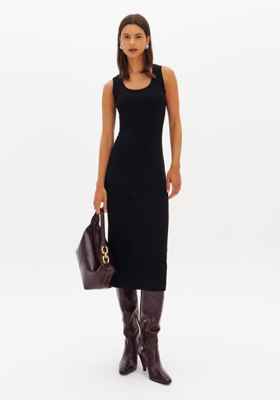 Vestido Midi Canelado Sem Mangas