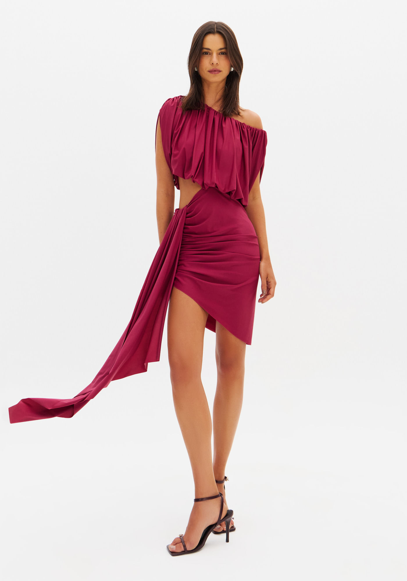 Vestido Curto Cut Off Ombro Único