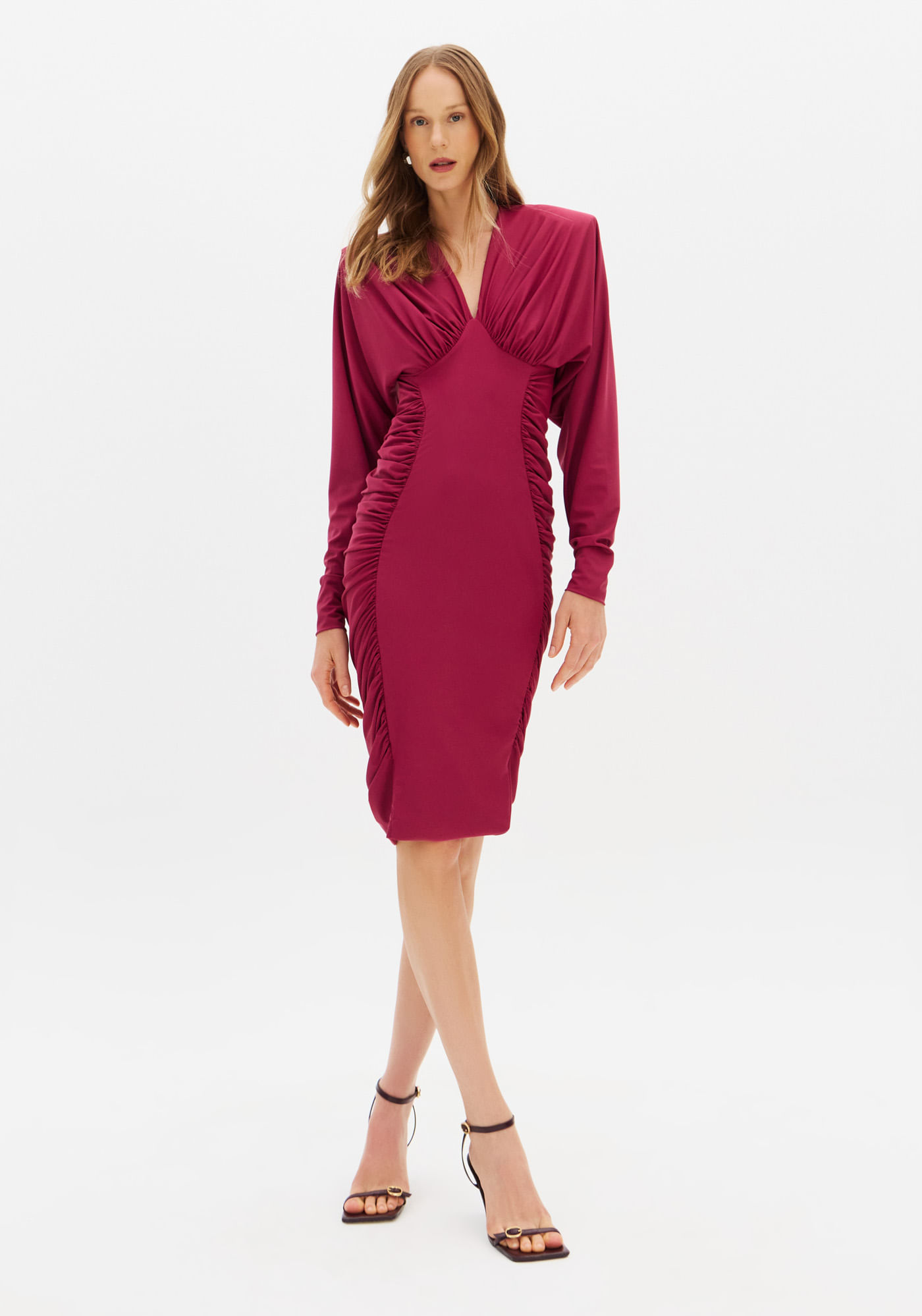 Vestido Midi Manga Longa De Malha