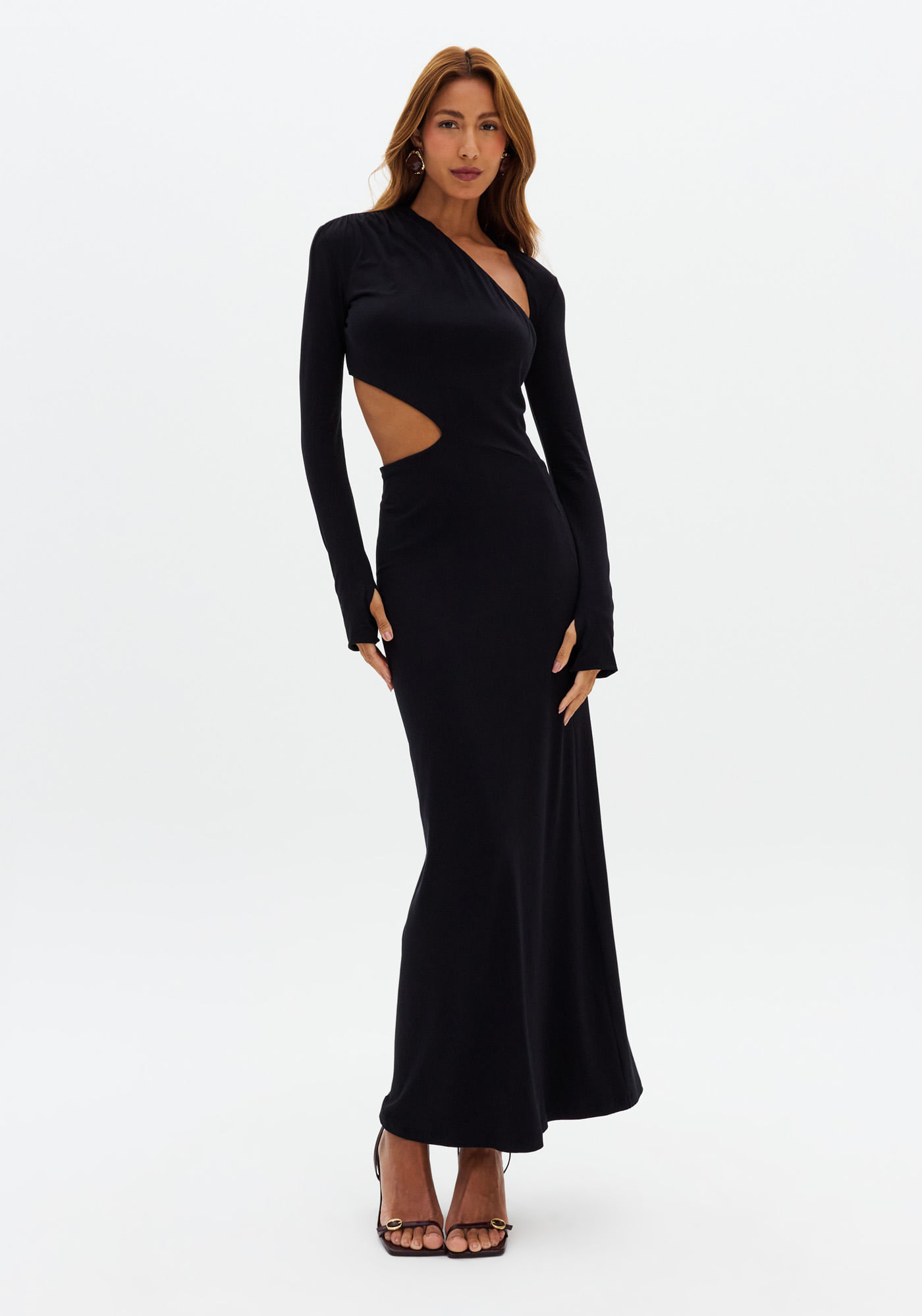 Vestido Longo Manga Longa