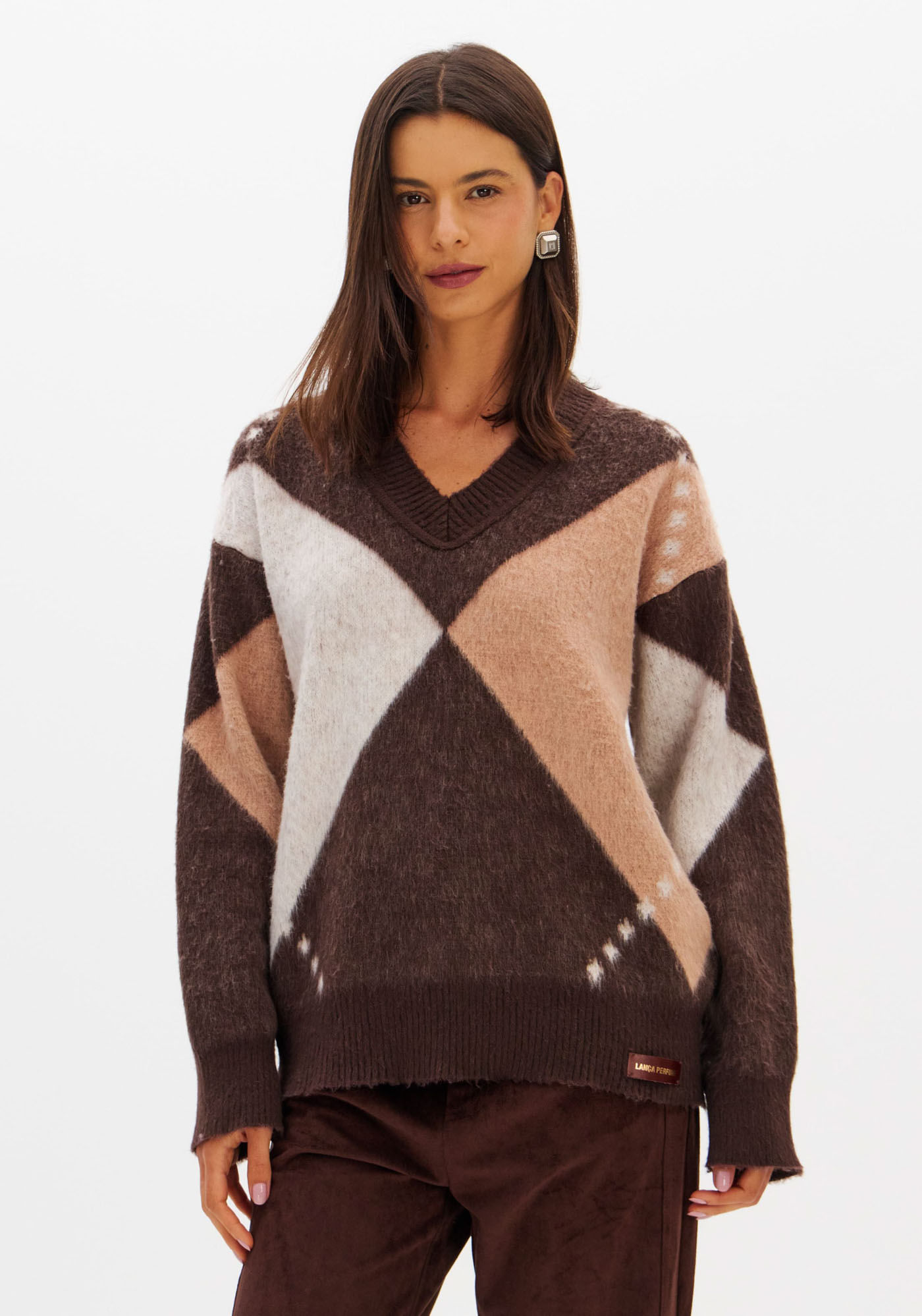 Blusa De Tricô Manga Longa Com Jacquard