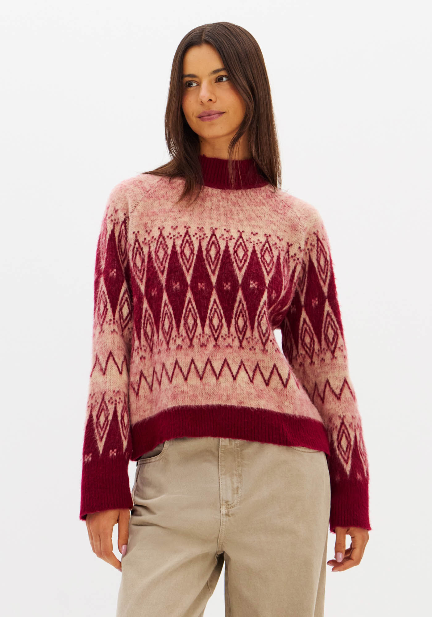Blusa De Tricô Manga Longa Jacquard