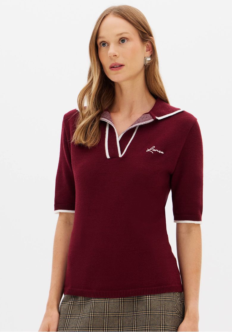 Blusa De Tricô Gola Polo - Lança Perfume