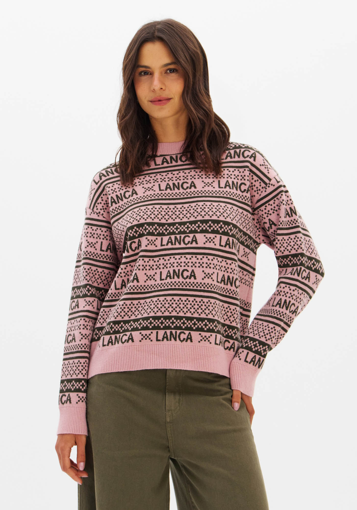 Blusa De Tricô Jacquard Manga Longa