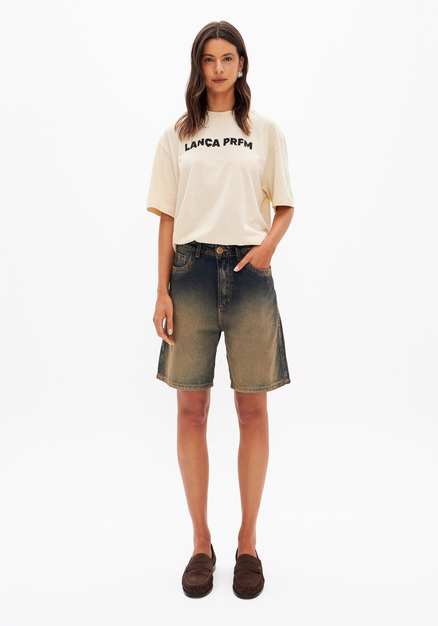 Bermuda Jeans Comfort Cintura Alta