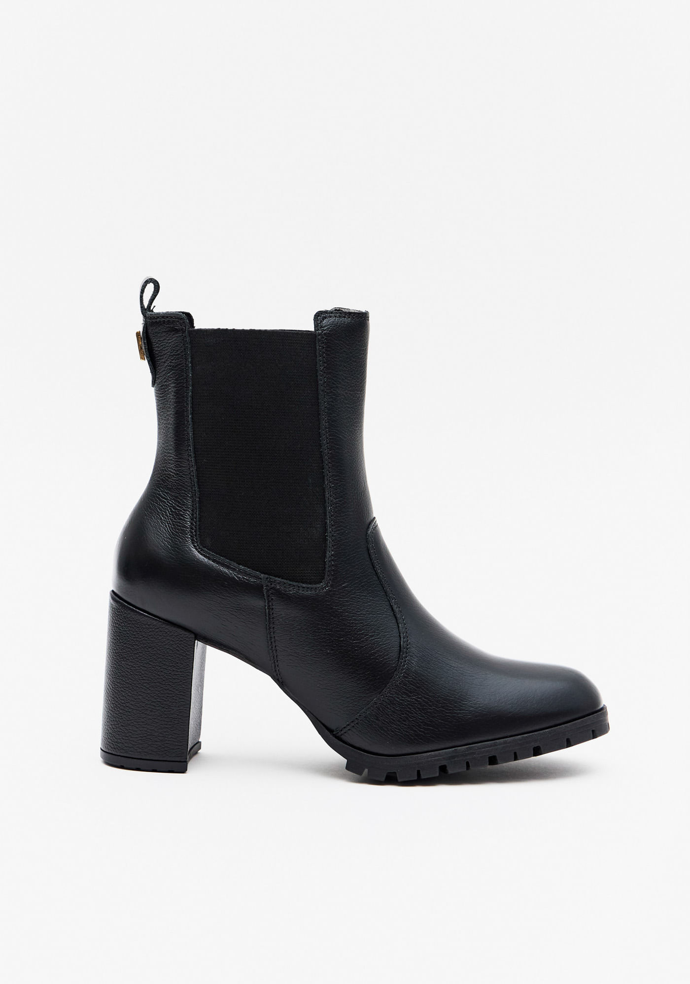 Bota Chelsea Salto Bloco Couro