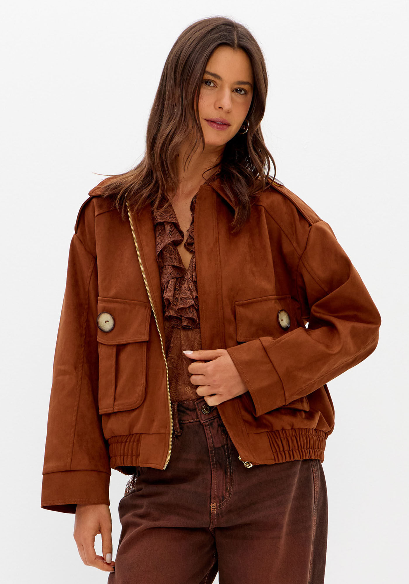 Jaqueta Bomber Com Bolsos