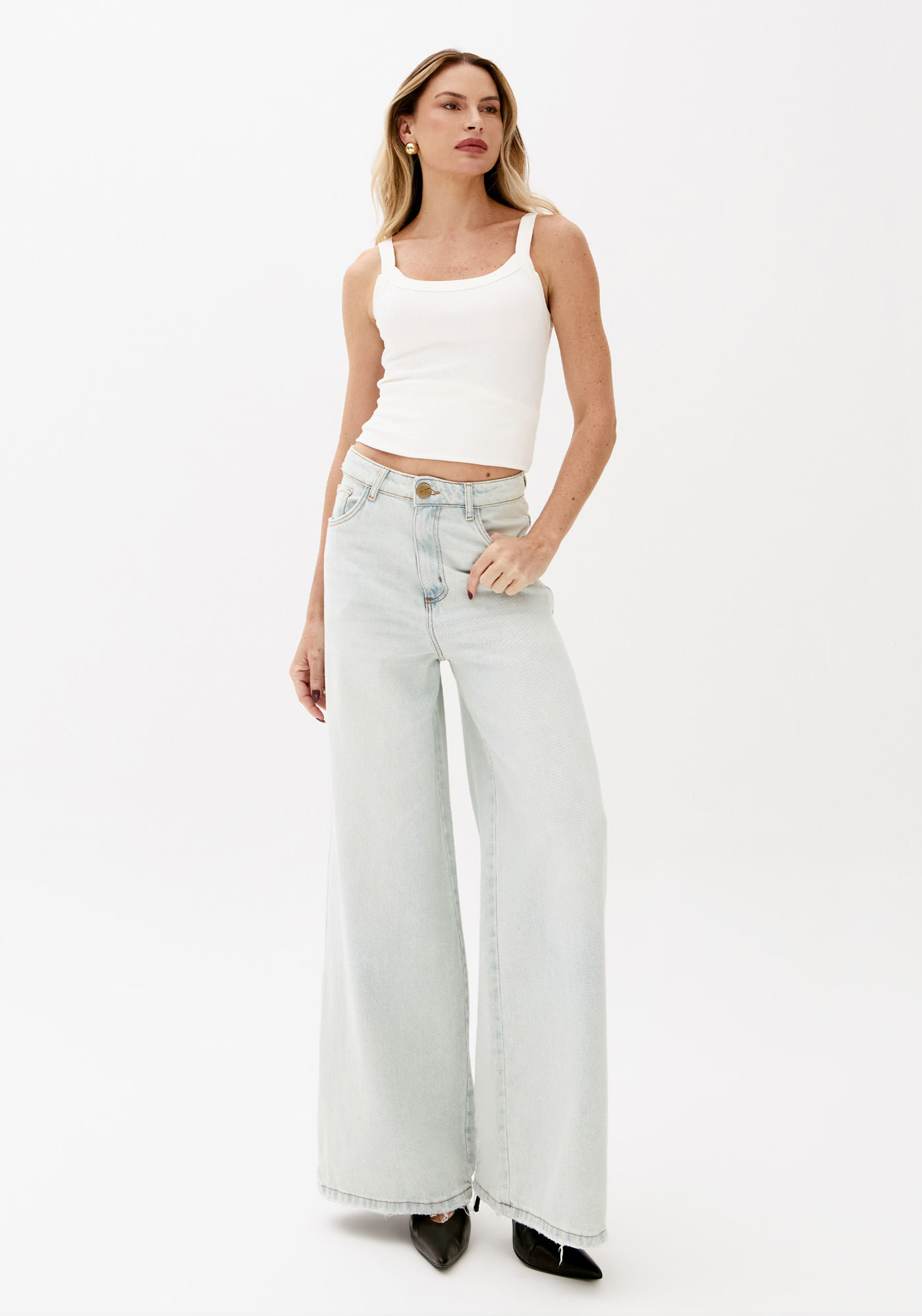 Calça Jeans Relaxed Cintura Média