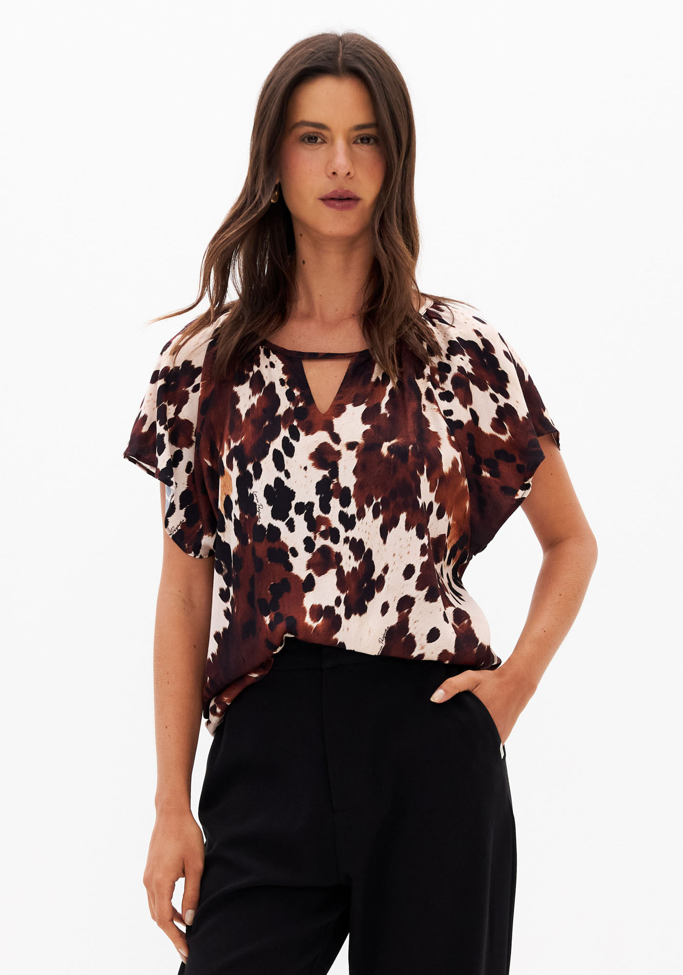 Blusa Manga Curta Estampada