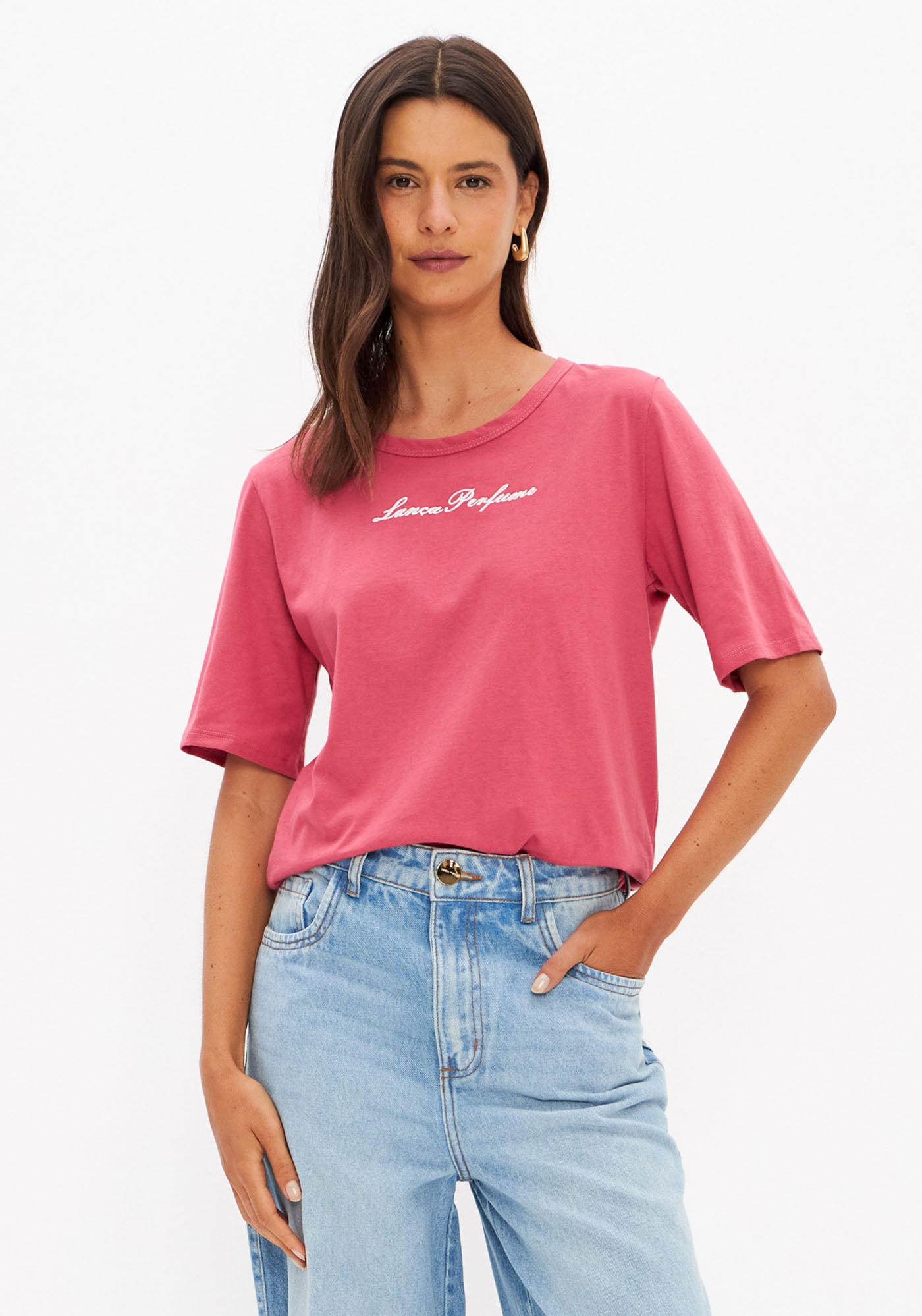 T-shirt Manga Curta Com Bordado