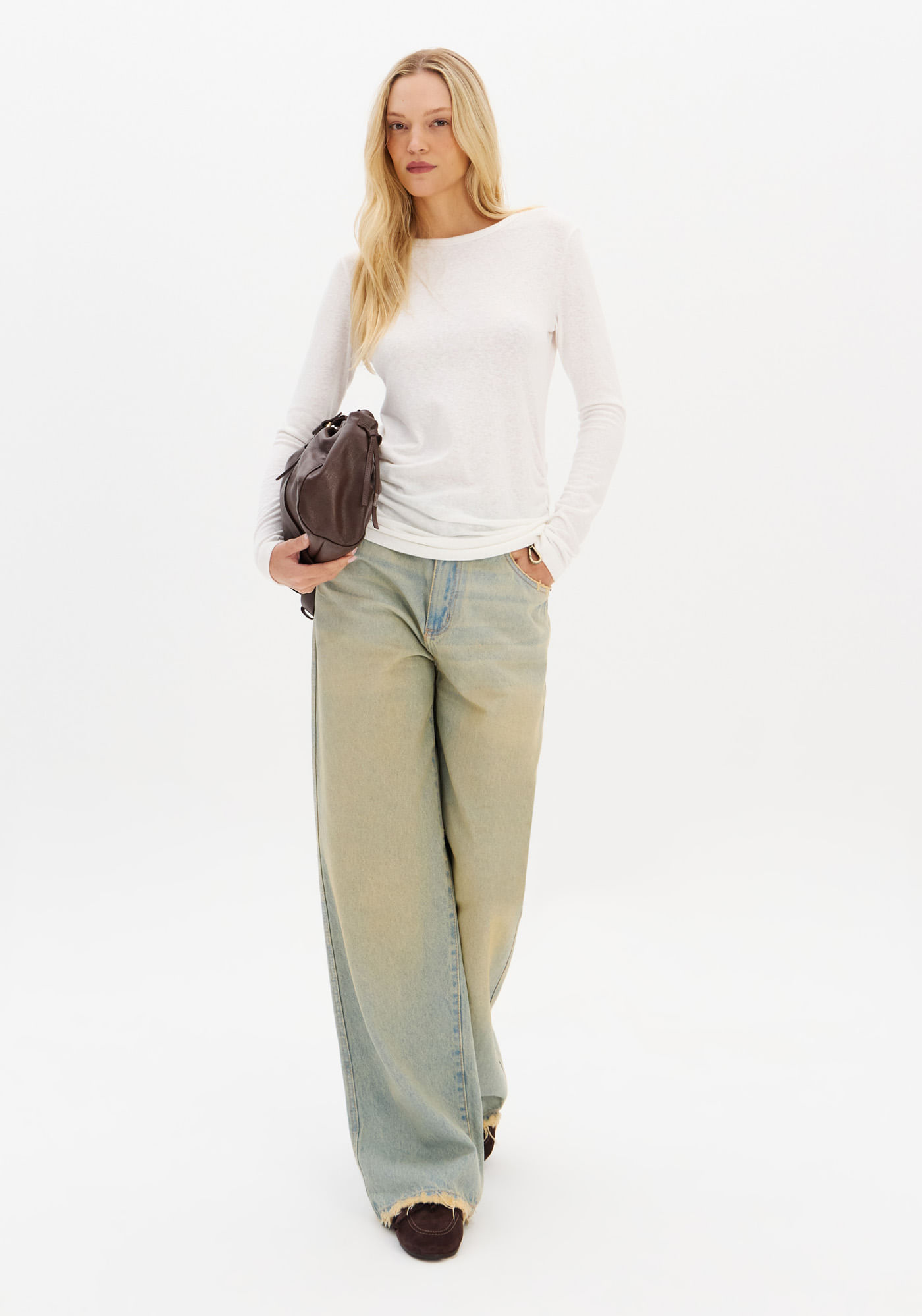 Calça Jeans Full Length Cintura Média