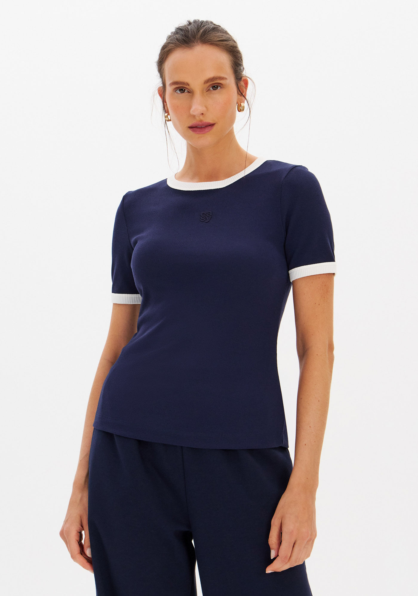 Blusa Canelada Manga Curta