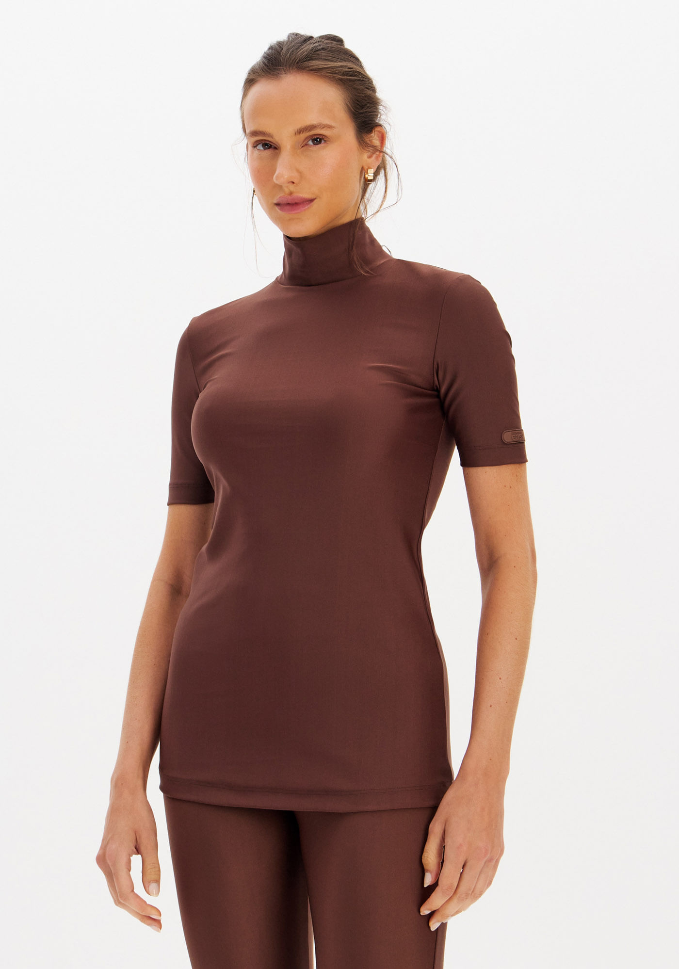 Blusa Alongada Manga Curta De Malha
