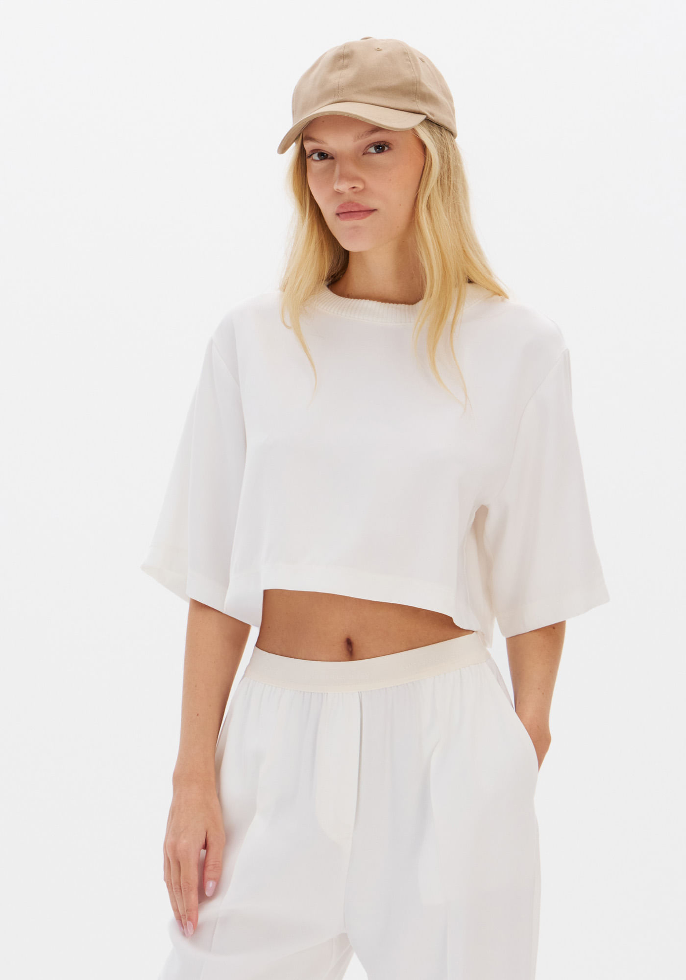 Blusa Cropped Manga Curta