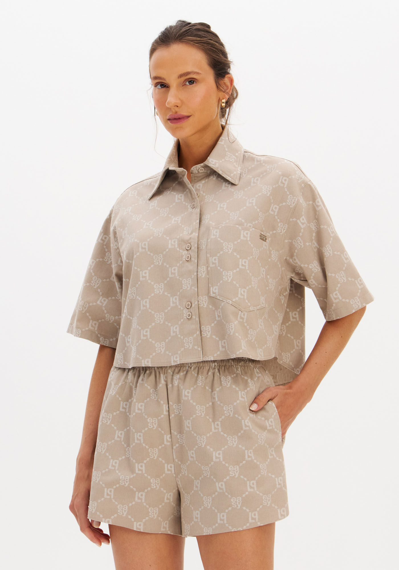 Camisa Cropped Manga Curta