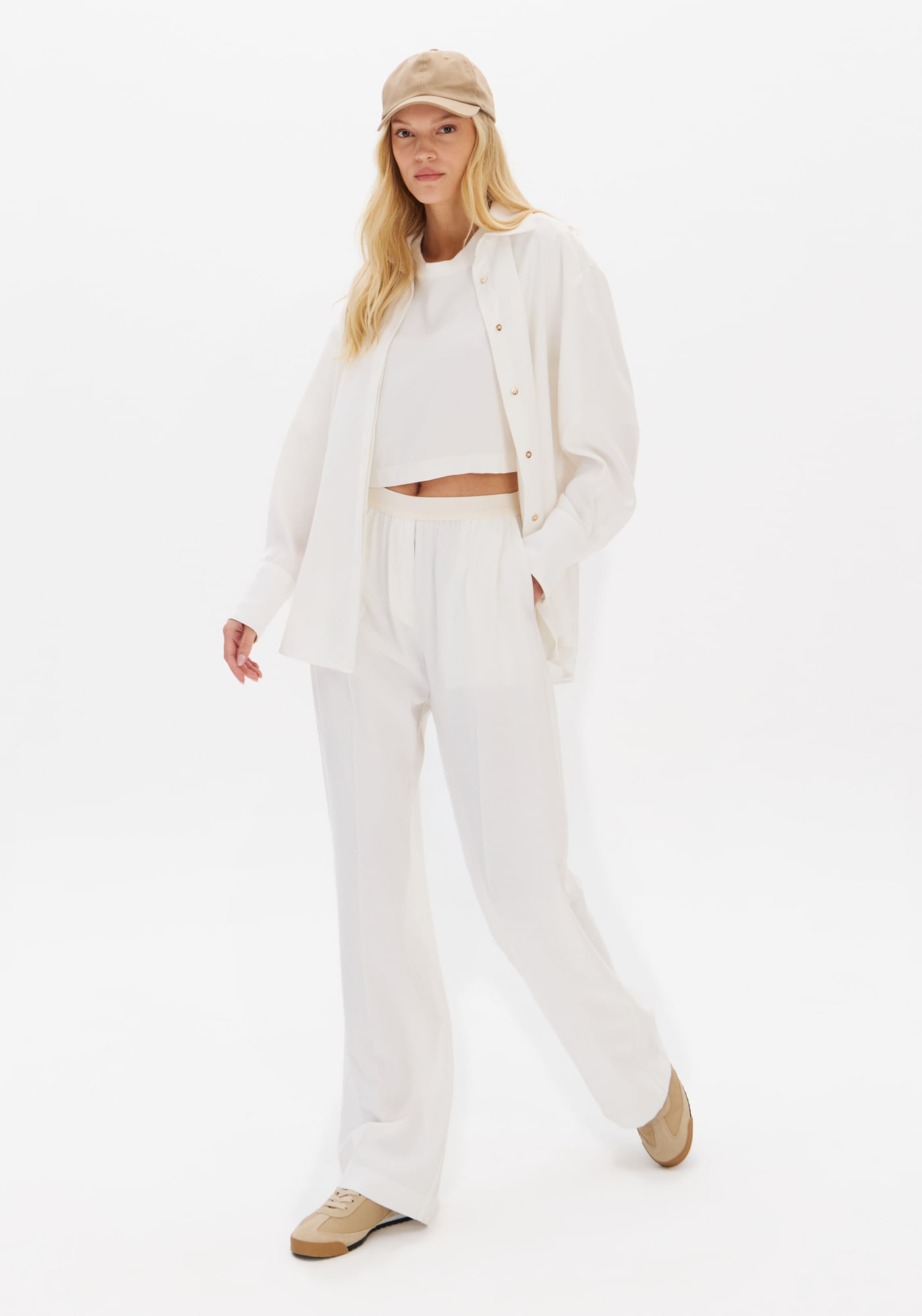 Calça Wide Leg Cintura Alta
