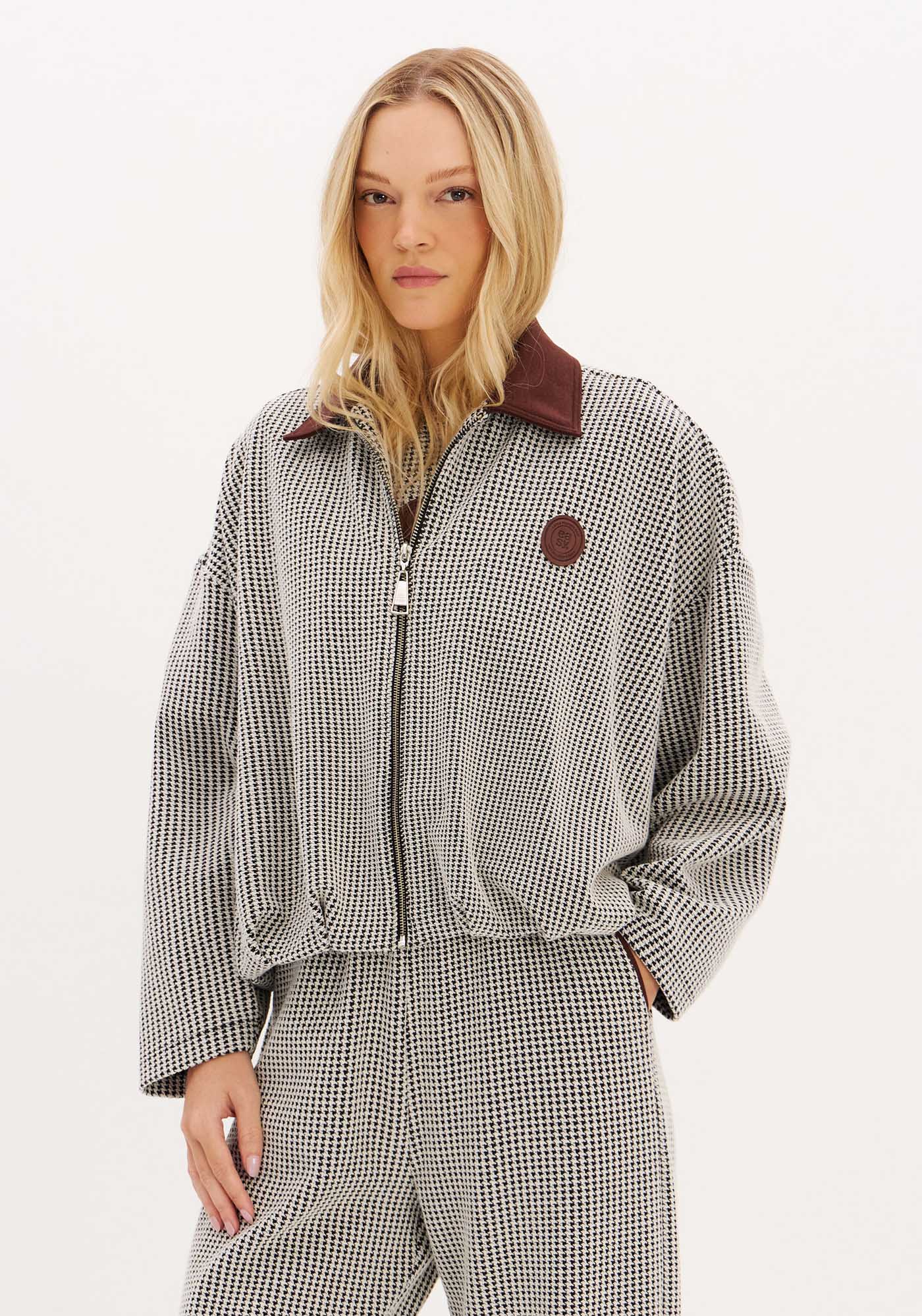 Jaqueta Bomber Pied Poule