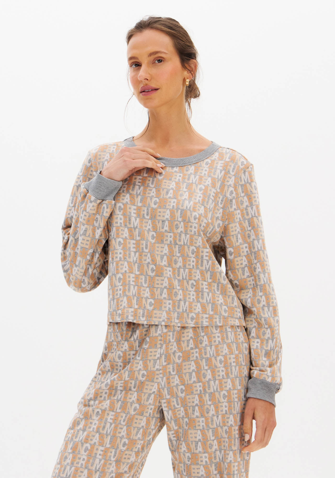 Moletom Manga Longa De Jacquard