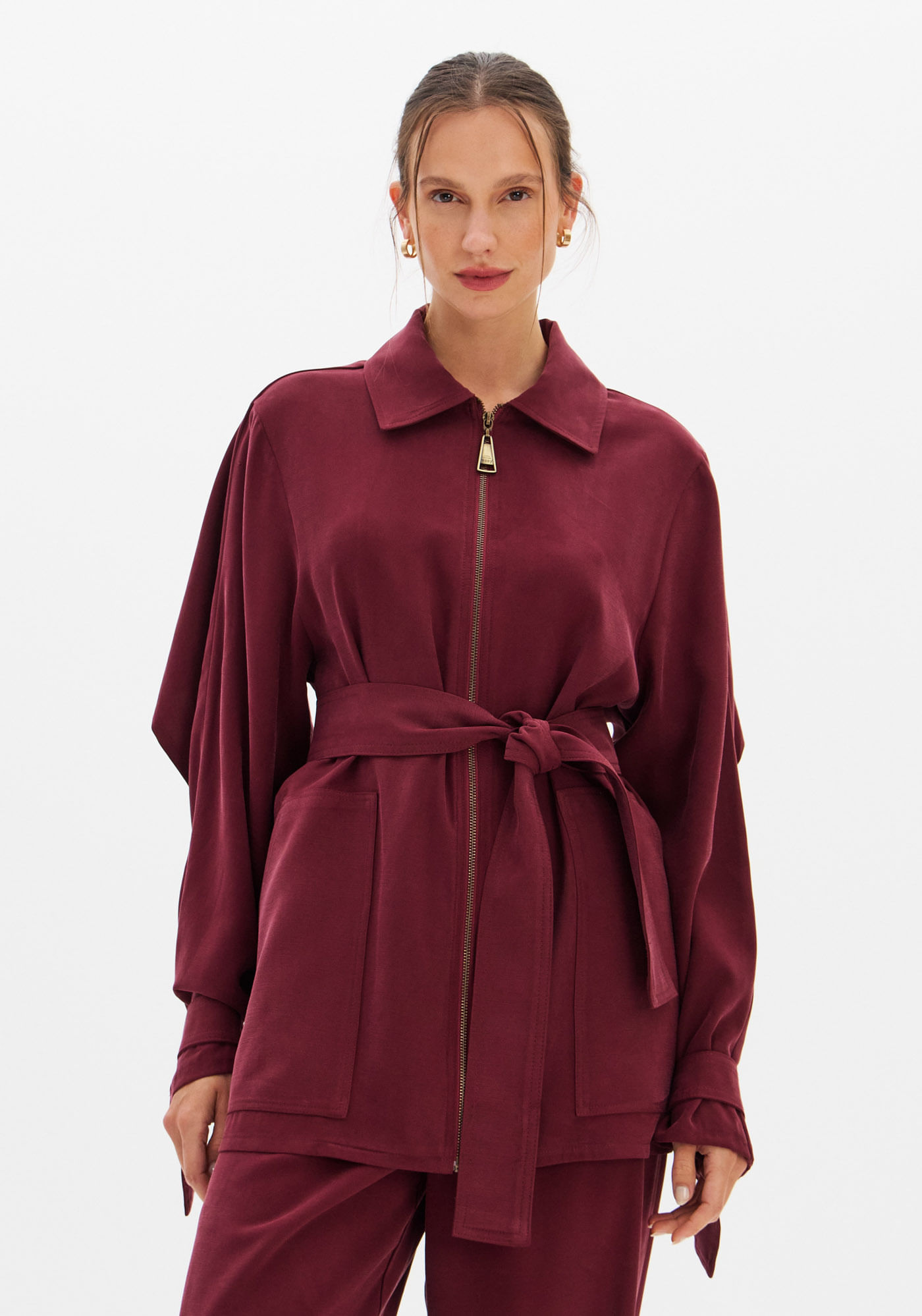Parka Alongada Com Faixa