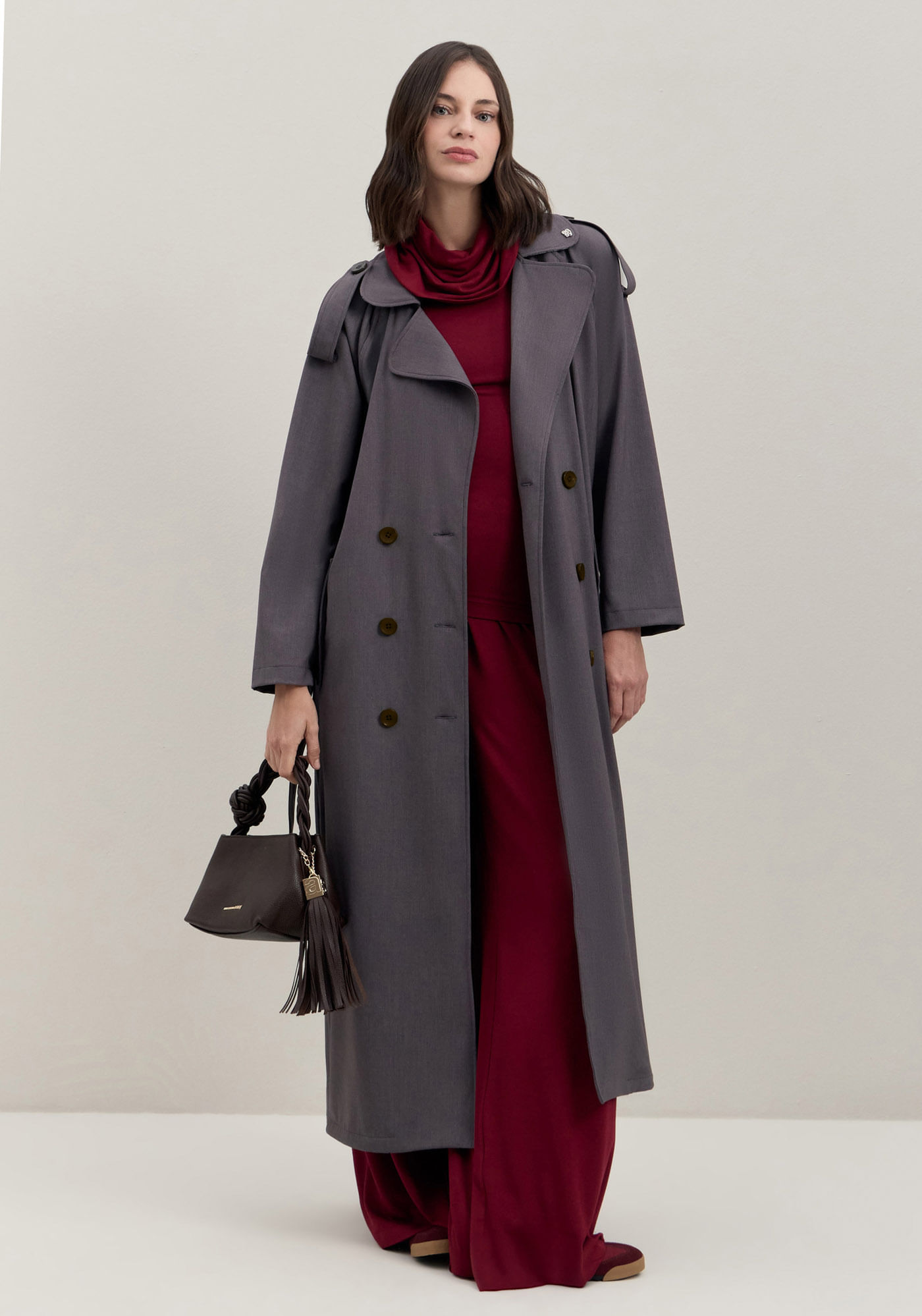Trench Coat Alongado De Alfaiataria