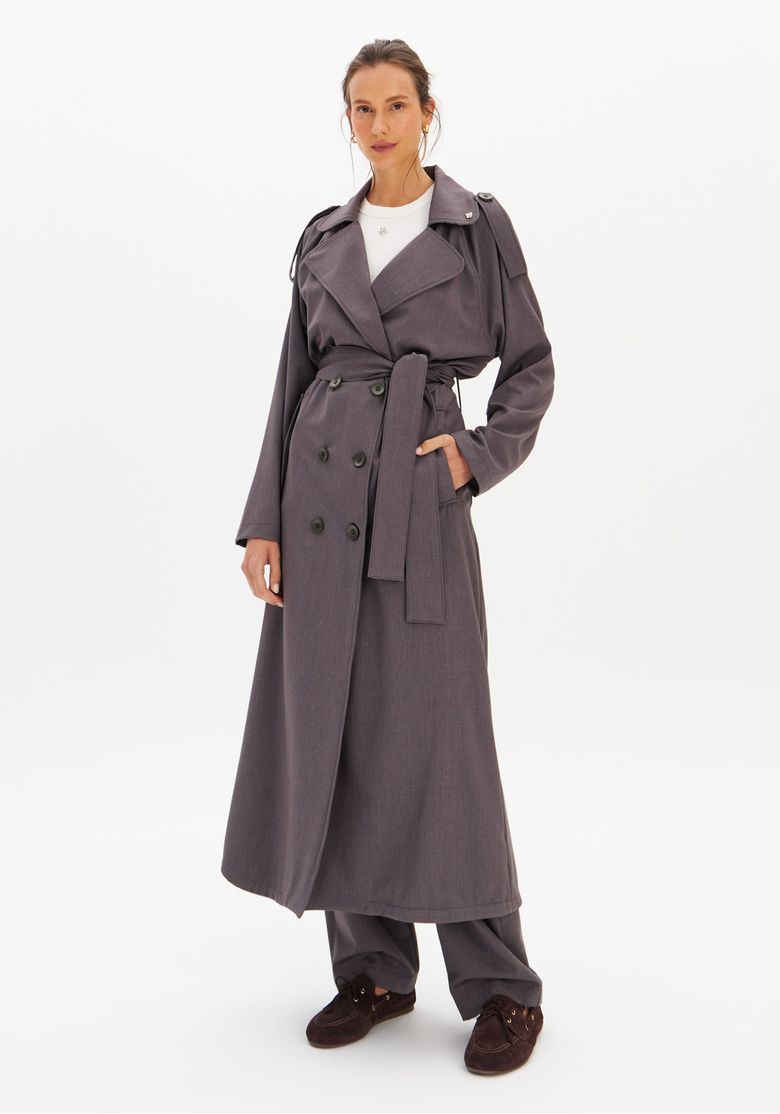 Trench Coat Alongado De Alfaiataria - Lança Perfume