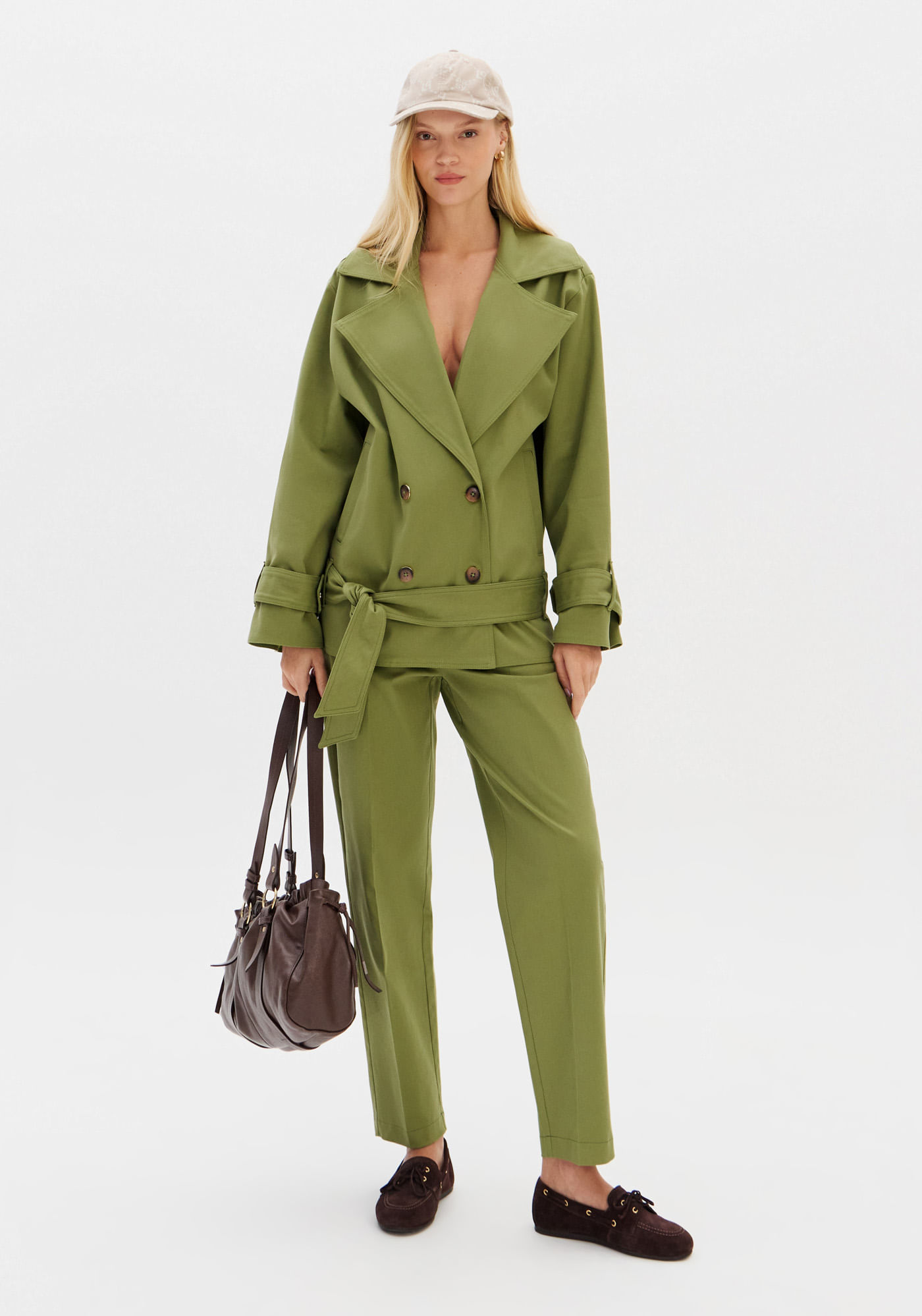 Trench Coat Curto Com Faixa