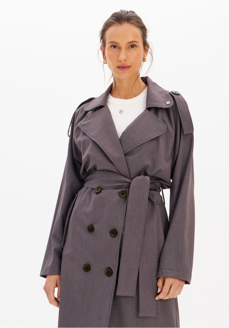 Trench Coat Alongado De Alfaiataria - Lança Perfume