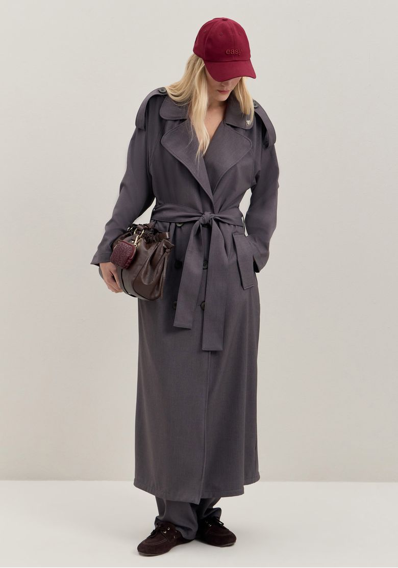 Trench Coat Alongado De Alfaiataria - Lança Perfume