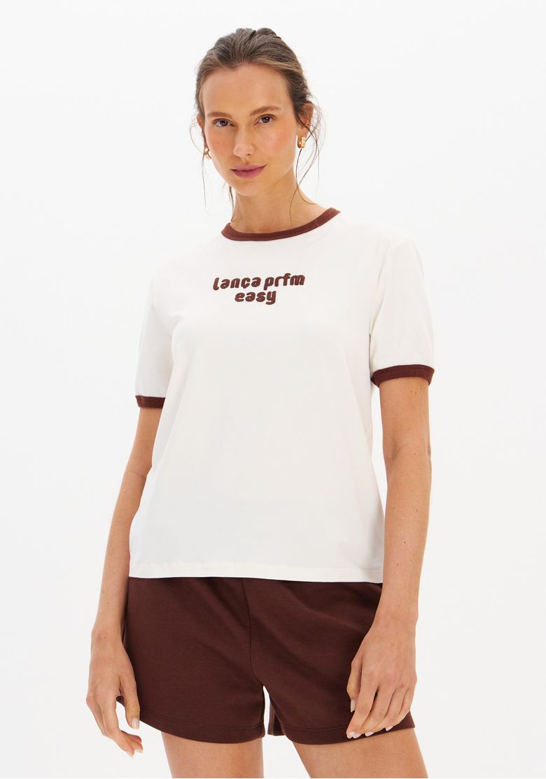 T-Shirt Baby Look Com Bordado - Lança Perfume