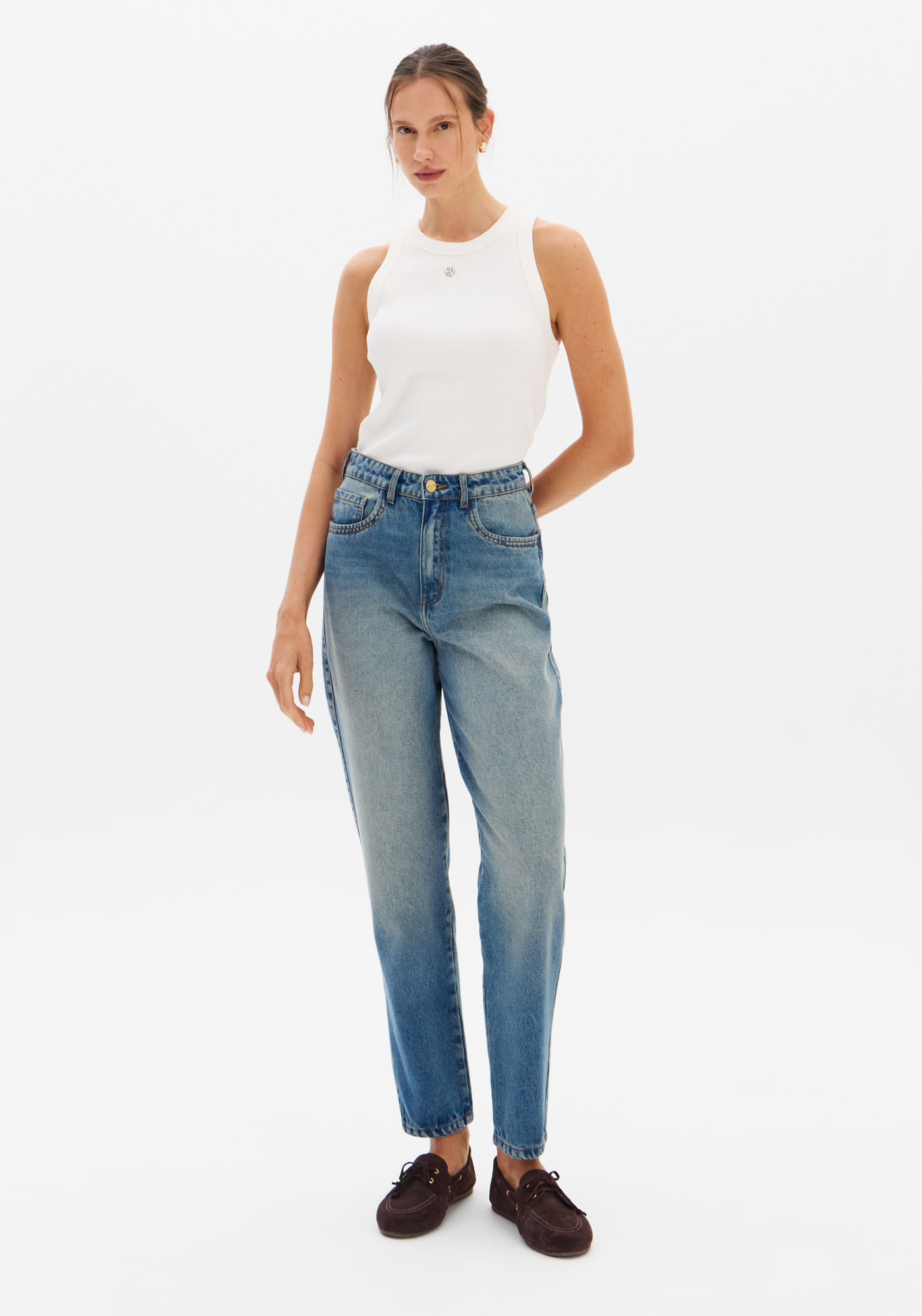 Calça Jeans Mom Cintura Alta