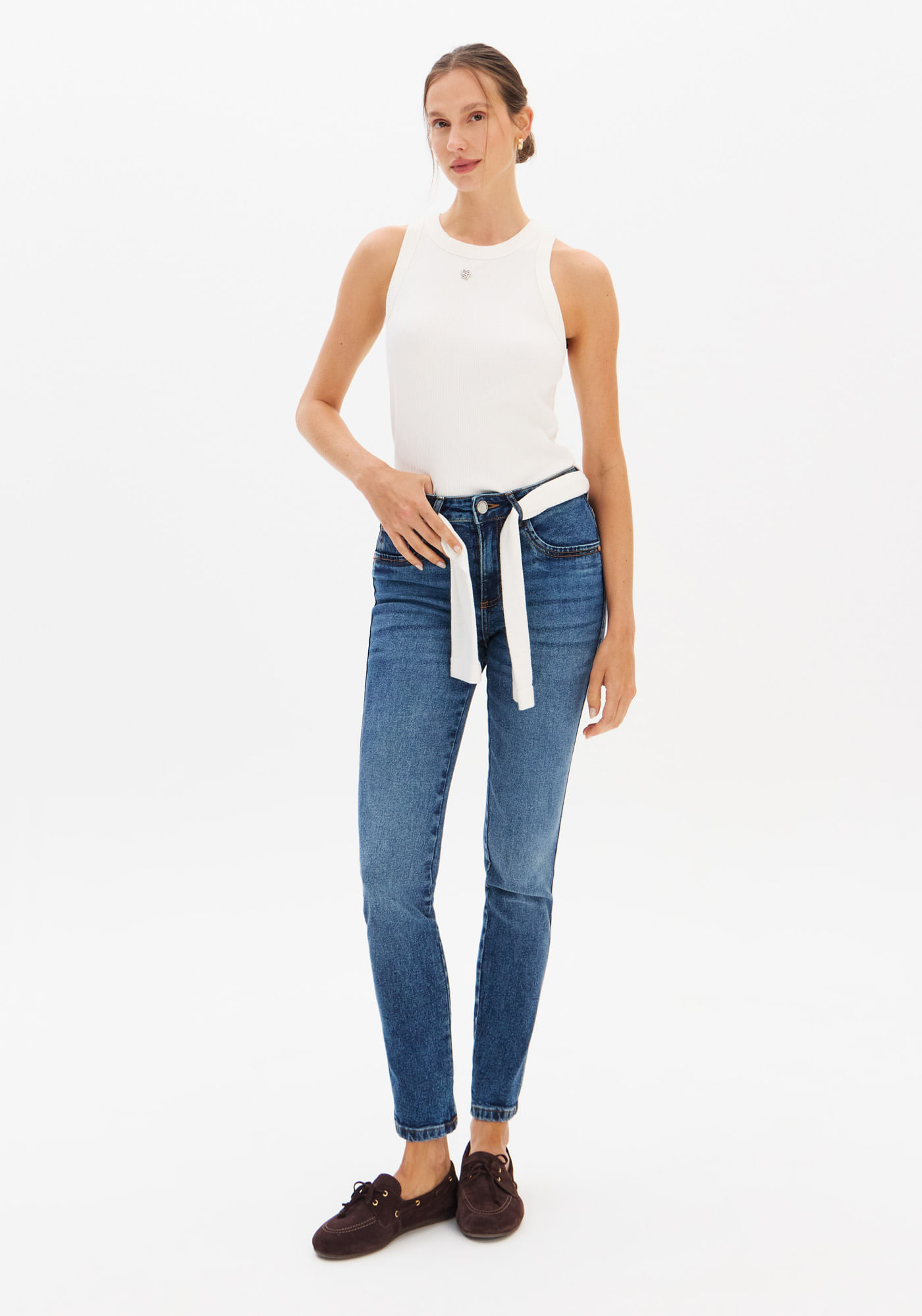 Calça Jeans Skinny Cintura Média