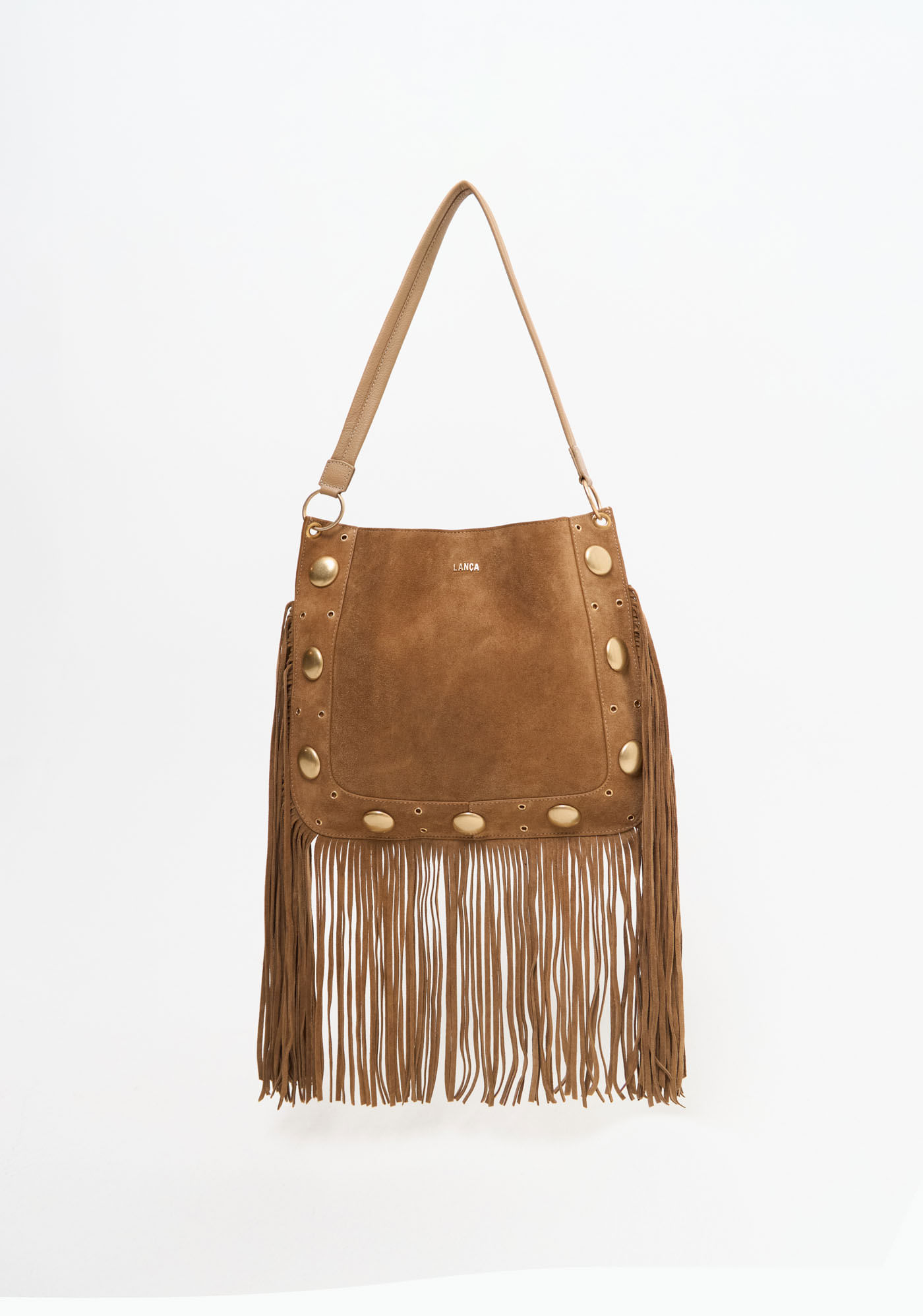 Bolsa Shoulder Couro Camurça E Franjas