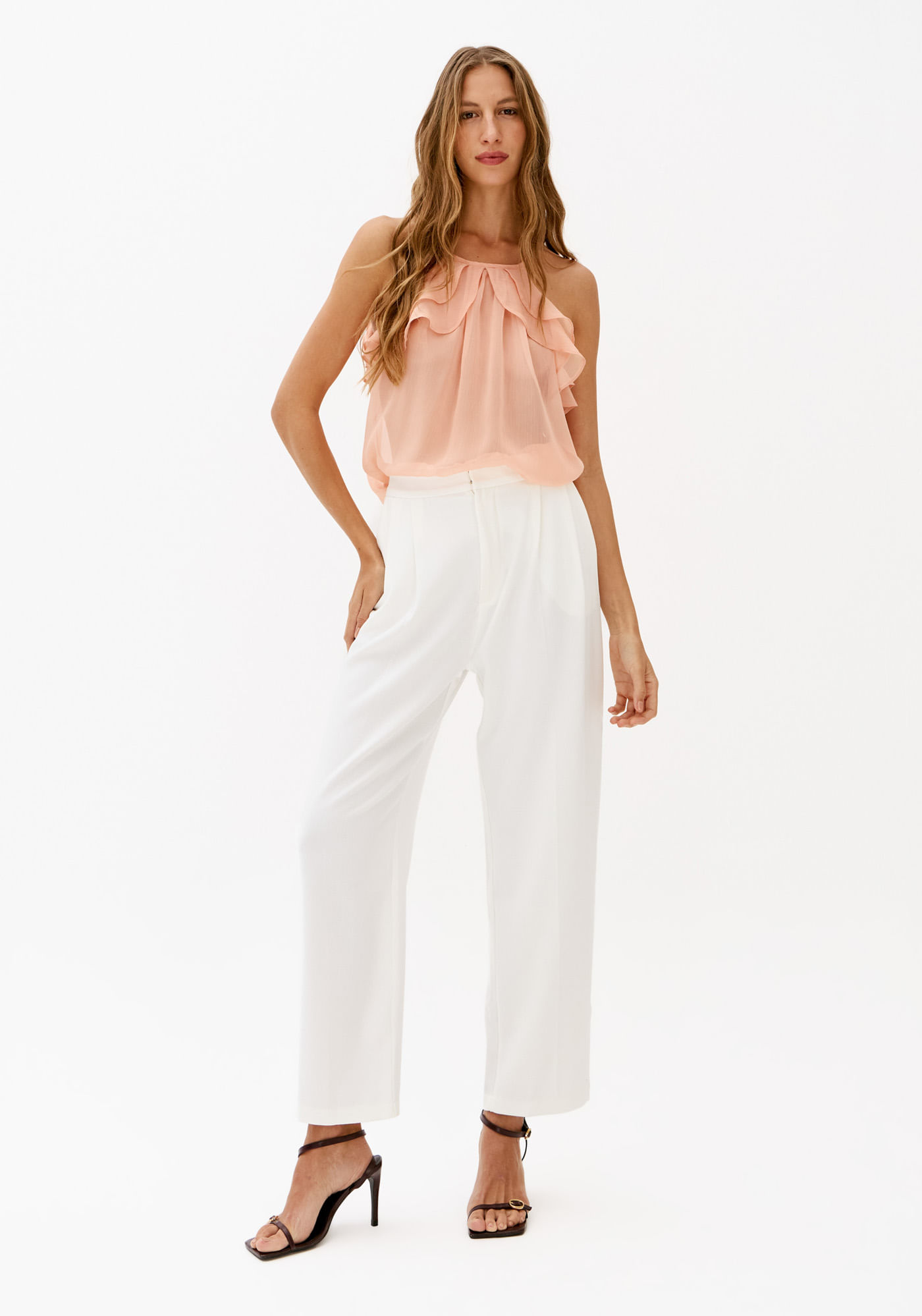 Calça Carrot Alfaiataria Com Cintura Alta