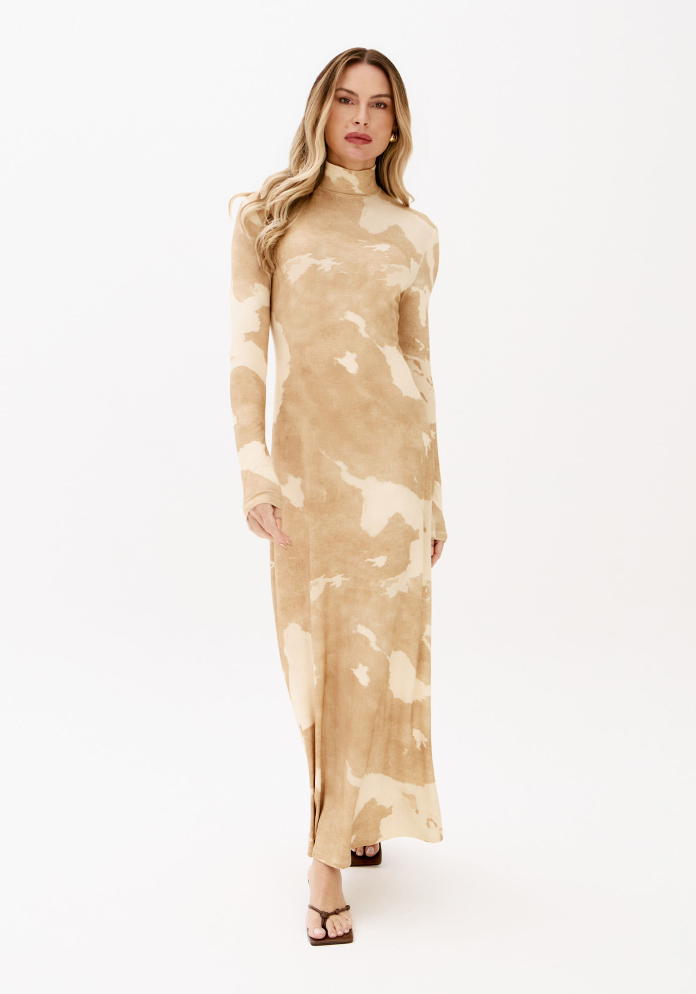Vestido Super Midi De Malha Estampado