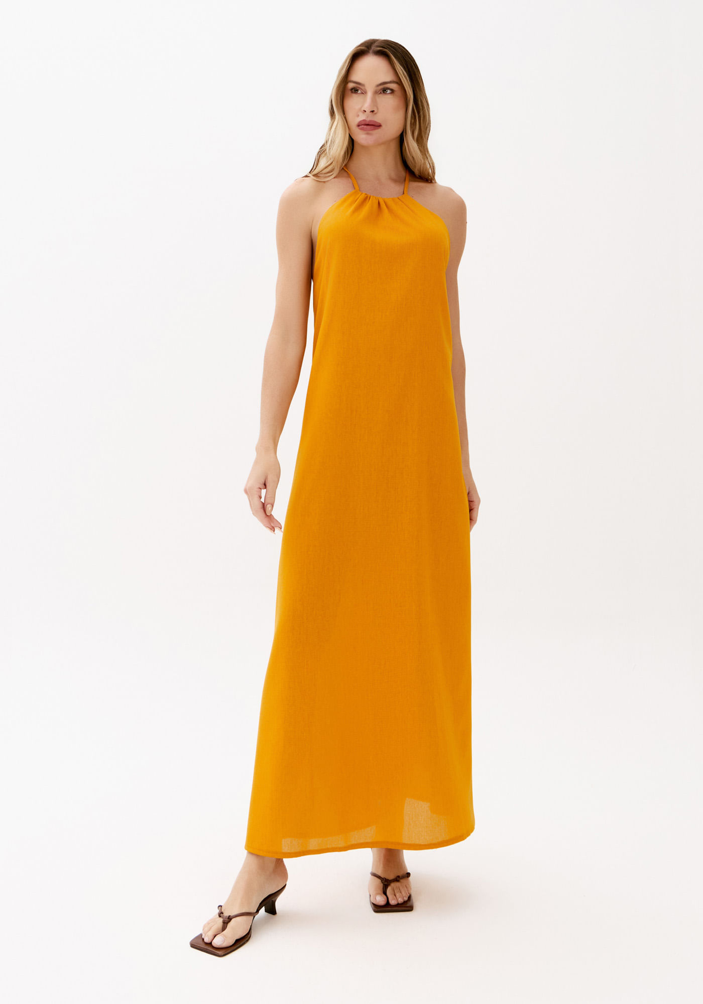 Vestido Super Midi Decote Costas