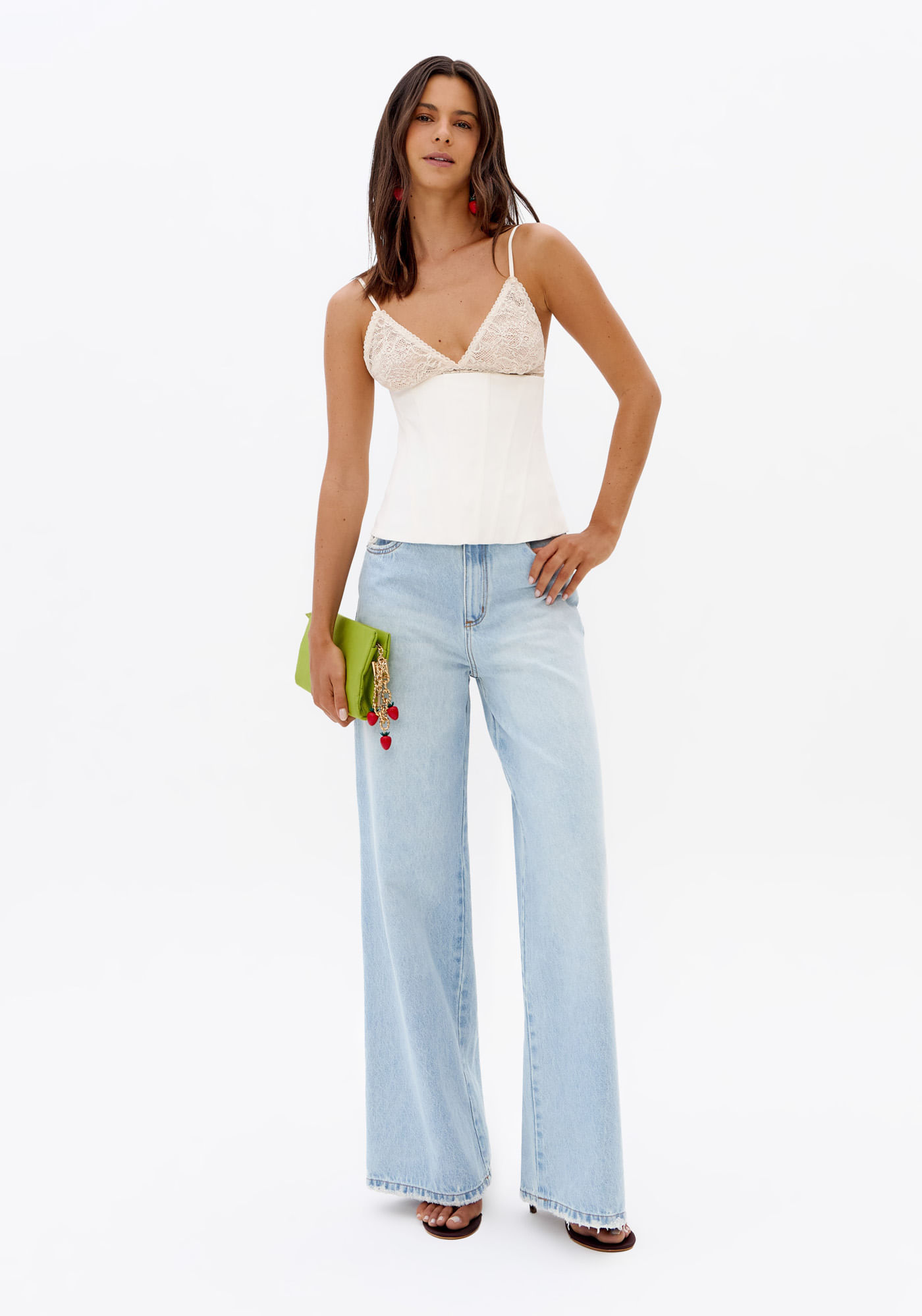 Calça Jeans Wide Leg Cintura Alta