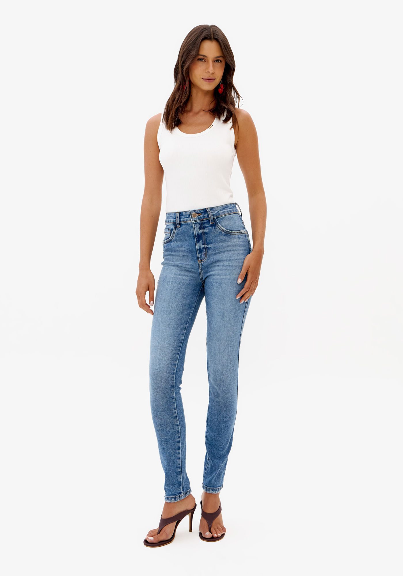 Calça Jeans Skinny Cintura Alta