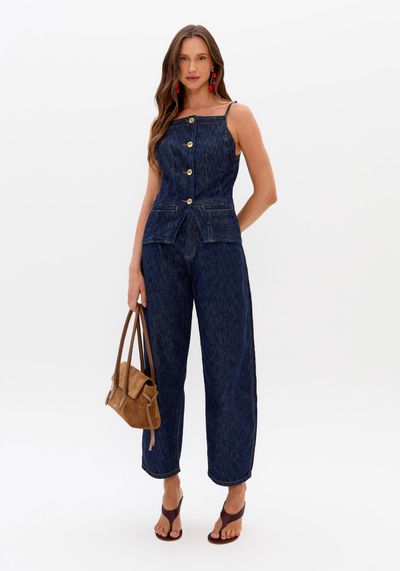 Blusa Jeans Com Alça