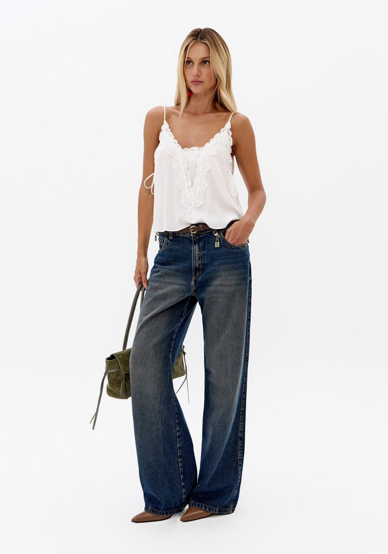 Calça Jeans Reta Cintura Média