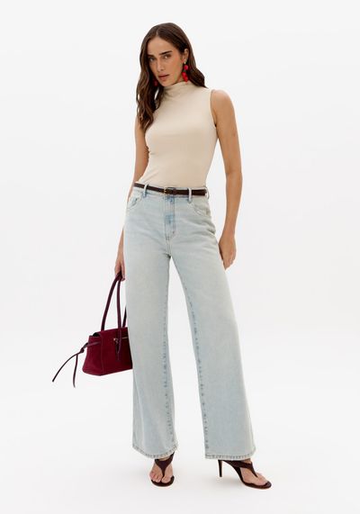 Calça Jeans Full Length Cintura Média