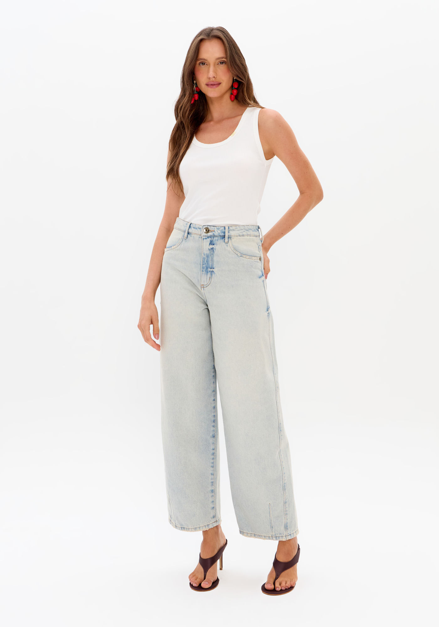 Calça Jeans Baggy Balloon Cintura Média
