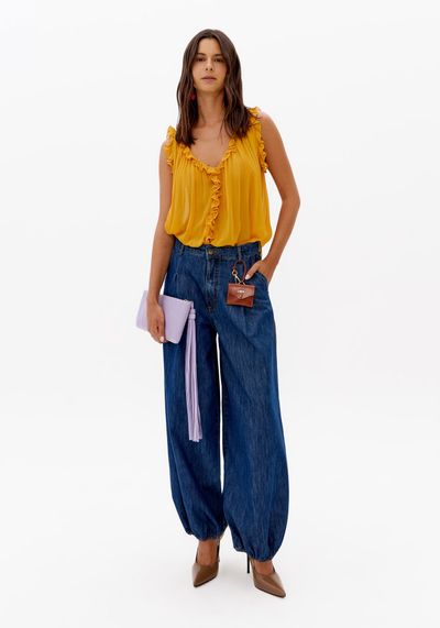 Calça Jeans Aladim Cintura Alta com Mini Bag