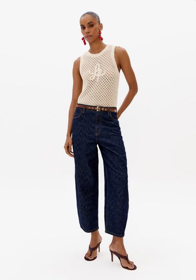 Calça Jeans Carrot Cropped Cintura Média